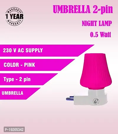 IMPERIAL TECHNOCART Small Umbrella Type 2 Pin Night Lamp 0.5 Watt Plug  Play Bulb for Bedroom, Living Room, Zero Watt Light Direct Socket Night Lamp (Pink- Pack of 6)-thumb4