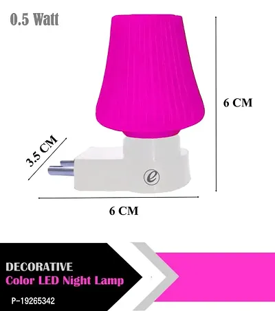 IMPERIAL TECHNOCART Small Umbrella Type 2 Pin Night Lamp 0.5 Watt Plug  Play Bulb for Bedroom, Living Room, Zero Watt Light Direct Socket Night Lamp (Pink- Pack of 6)-thumb3