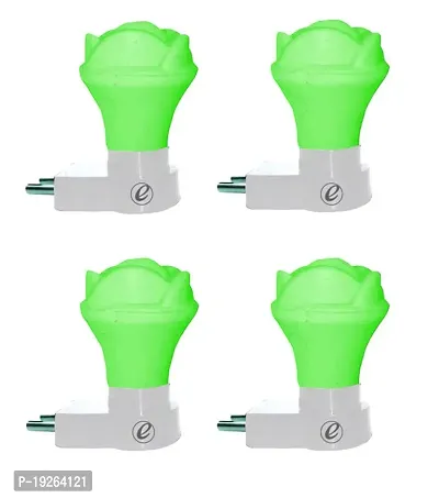IMPERIAL TECHNOCART Small Rose Type 2 Pin Night Lamp 0.5 Watt Plug  Play Bulb for Bedroom, Living Room, Zero Watt Light Direct Socket Night Lamp (Green- Pack of 4)-thumb0