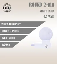 IMPERIAL TECHNOCART Small Round Type 2 Pin Night Lamp 0.5 Watt Plug  Play Bulb for Bedroom, Living Room, Zero Watt Light Direct Socket Night Lamp (White- Pack of 4)-thumb1