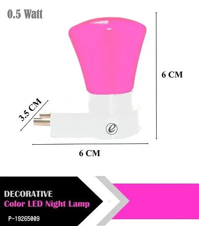 IMPERIAL TECHNOCART Small Triangle Type 2 Pin Night Lamp 0.5 Watt Plug  Play Bulb for Bedroom, Living Room, Zero Watt Light Direct Socket Night Lamp (Pink- Pack of 6)-thumb3