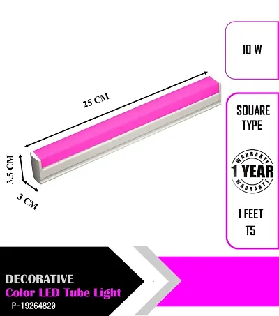 IMPERIAL TECHNOCART T5 10W 1 Feet Color Tube Light Straight Linear Batten,Home Decorative Cool Day Light-Pink Color Tube Light For Wall  Ceiling Pack of 2 (Pink)-thumb2