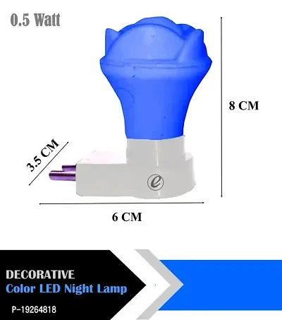 IMPERIAL TECHNOCART Small Rose Type 2 Pin Night Lamp 0.5 Watt Plug  Play Bulb for Bedroom, Living Room, Zero Watt Light Direct Socket Night Lamp (Blue- Pack of 6)-thumb3