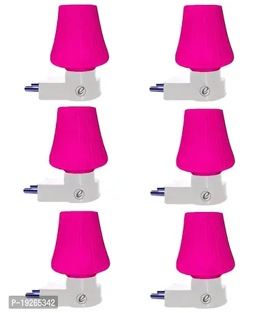 IMPERIAL TECHNOCART Small Umbrella Type 2 Pin Night Lamp 0.5 Watt Plug  Play Bulb for Bedroom, Living Room, Zero Watt Light Direct Socket Night Lamp (Pink- Pack of 6)