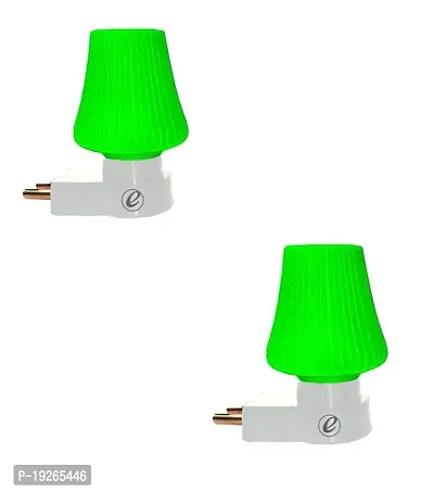 IMPERIAL TECHNOCART Small Umbrella Type 2 Pin Night Lamp 0.5 Watt Plug  Play Bulb for Bedroom, Living Room, Zero Watt Light Direct Socket Night Lamp (Green- Pack of 2)