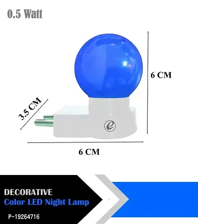 IMPERIAL TECHNOCART Small Round Type 2 Pin Night Lamp 0.5 Watt Plug  Play Bulb for Bedroom, Living Room, Zero Watt Light Direct Socket Night Lamp (Blue- Pack of 6)-thumb3