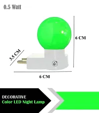 IMPERIAL TECHNOCART Small Round Type 2 Pin Night Lamp 0.5 Watt Plug  Play Bulb for Bedroom, Living Room, Zero Watt Light Direct Socket Night Lamp (Green- Pack of 4)-thumb2