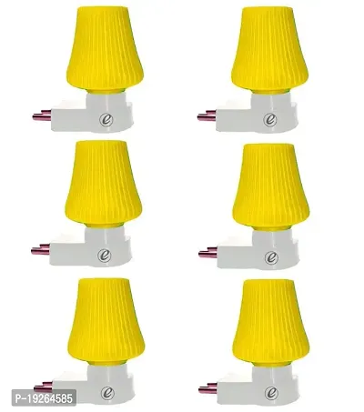 IMPERIAL TECHNOCART Small Umbrella Type 2 Pin Night Lamp 0.5 Watt Plug  Play Bulb for Bedroom, Living Room, Zero Watt Light Direct Socket Night Lamp (Yellow- Pack of 6)