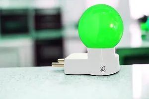 IMPERIAL TECHNOCART Small Round Type 2 Pin Night Lamp 0.5 Watt Plug  Play Bulb for Bedroom, Living Room, Zero Watt Light Direct Socket Night Lamp (Green- Pack of 2)-thumb1
