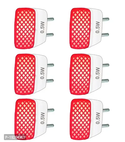 IMPERIAL TECHNOCART Small Square Type 2 Pin Night Lamp 0.5 Watt Plug  Play Bulb for Bedroom, Living Room, Zero Watt Light Direct Socket Night Lamp (Red- Pack of 6)