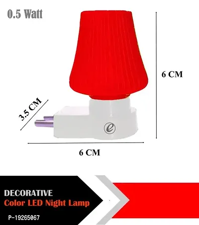 IMPERIAL TECHNOCART Small Umbrella Type 2 Pin Night Lamp 0.5 Watt Plug  Play Bulb for Bedroom, Living Room, Zero Watt Light Direct Socket Night Lamp (Red- Pack of 6)-thumb3