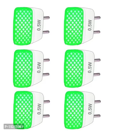 IMPERIAL TECHNOCART Small Square Type 2 Pin Night Lamp 0.5 Watt Plug  Play Bulb for Bedroom, Living Room, Zero Watt Light Direct Socket Night Lamp (Green- Pack of 6)