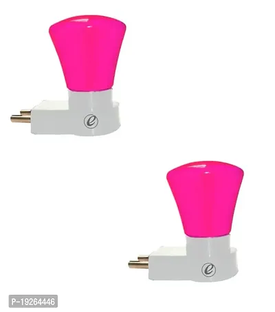 IMPERIAL TECHNOCART Small Triangle Type 2 Pin Night Lamp 0.5 Watt Plug  Play Bulb for Bedroom, Living Room, Zero Watt Light Direct Socket Night Lamp (Pink- Pack of 2)