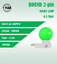IMPERIAL TECHNOCART Small Round Type 2 Pin Night Lamp 0.5 Watt Plug  Play Bulb for Bedroom, Living Room, Zero Watt Light Direct Socket Night Lamp (Green- Pack of 4)-thumb3