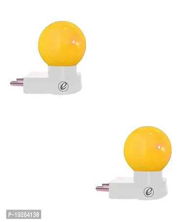 IMPERIAL TECHNOCART Small Round Type 2 Pin Night Lamp 0.5 Watt Plug  Play Bulb for Bedroom, Living Room, Zero Watt Light Direct Socket Night Lamp (Yellow- Pack of 2)