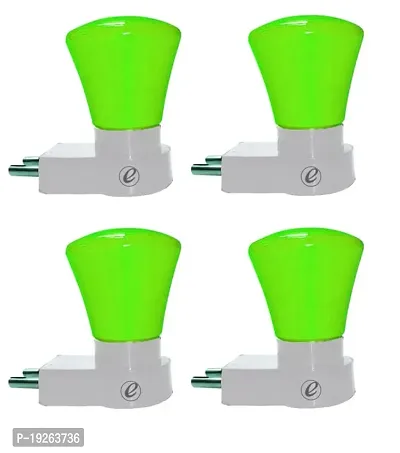 IMPERIAL TECHNOCART Small Triangle Type 2 Pin Night Lamp 0.5 Watt Plug  Play Bulb for Bedroom, Living Room, Zero Watt Light Direct Socket Night Lamp (Green- Pack of 4)