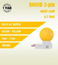 IMPERIAL TECHNOCART Small Round Type 2 Pin Night Lamp 0.5 Watt Plug  Play Bulb for Bedroom, Living Room, Zero Watt Light Direct Socket Night Lamp (Yellow- Pack of 4)-thumb3