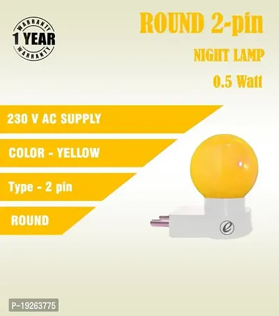 IMPERIAL TECHNOCART Small Round Type 2 Pin Night Lamp 0.5 Watt Plug  Play Bulb for Bedroom, Living Room, Zero Watt Light Direct Socket Night Lamp (Yellow- Pack of 4)-thumb4