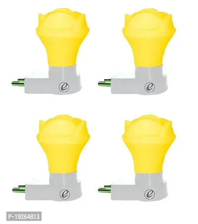 IMPERIAL TECHNOCART Small Rose Type 2 Pin Night Lamp 0.5 Watt Plug  Play Bulb for Bedroom, Living Room, Zero Watt Light Direct Socket Night Lamp (Yellow- Pack of 4)-thumb0