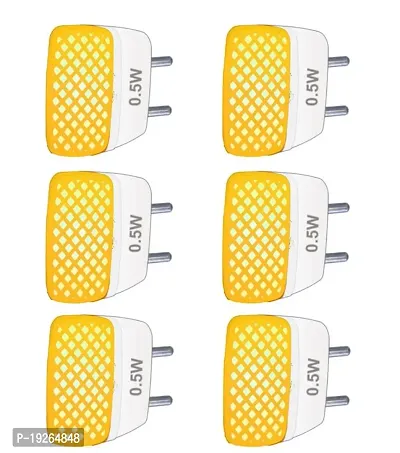 IMPERIAL TECHNOCART Small Square Type 2 Pin Night Lamp 0.5 Watt Plug  Play Bulb for Bedroom, Living Room, Zero Watt Light Direct Socket Night Lamp (Yellow- Pack of 6)