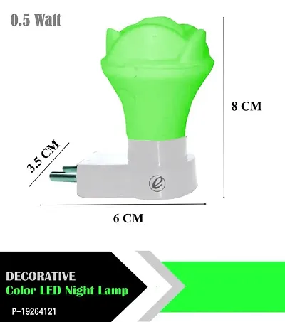 IMPERIAL TECHNOCART Small Rose Type 2 Pin Night Lamp 0.5 Watt Plug  Play Bulb for Bedroom, Living Room, Zero Watt Light Direct Socket Night Lamp (Green- Pack of 4)-thumb3