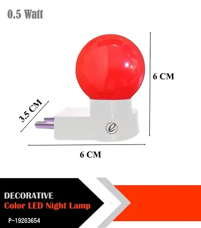 IMPERIAL TECHNOCART Small Round Type 2 Pin Night Lamp 0.5 Watt Plug  Play Bulb for Bedroom, Living Room, Zero Watt Light Direct Socket Night Lamp (Red- Pack of 6)-thumb3