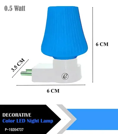 IMPERIAL TECHNOCART Small Umbrella Type 2 Pin Night Lamp 0.5 Watt Plug  Play Bulb for Bedroom, Living Room, Zero Watt Light Direct Socket Night Lamp (Blue- Pack of 6)-thumb3