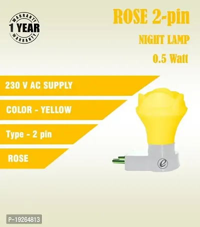 IMPERIAL TECHNOCART Small Rose Type 2 Pin Night Lamp 0.5 Watt Plug  Play Bulb for Bedroom, Living Room, Zero Watt Light Direct Socket Night Lamp (Yellow- Pack of 4)-thumb4