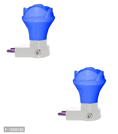 IMPERIAL TECHNOCART Small Rose Type 2 Pin Night Lamp 0.5 Watt Plug  Play Bulb for Bedroom, Living Room, Zero Watt Light Direct Socket Night Lamp (Blue- Pack of 2)-thumb0