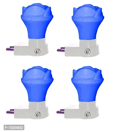 IMPERIAL TECHNOCART Small Rose Type 2 Pin Night Lamp 0.5 Watt Plug  Play Bulb for Bedroom, Living Room, Zero Watt Light Direct Socket Night Lamp (Blue- Pack of 4)-thumb0