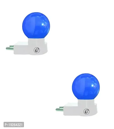 IMPERIAL TECHNOCART Small Round Type 2 Pin Night Lamp 0.5 Watt Plug  Play Bulb for Bedroom, Living Room, Zero Watt Light Direct Socket Night Lamp (Blue- Pack of 2)-thumb0