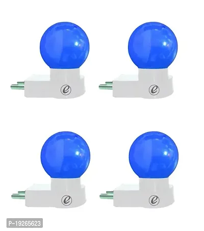 IMPERIAL TECHNOCART Small Round Type 2 Pin Night Lamp 0.5 Watt Plug  Play Bulb for Bedroom, Living Room, Zero Watt Light Direct Socket Night Lamp (Blue- Pack of 4)-thumb0