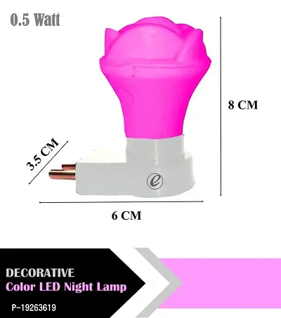 IMPERIAL TECHNOCART Small Rose Type 2 Pin Night Lamp 0.5 Watt Plug  Play Bulb for Bedroom, Living Room, Zero Watt Light Direct Socket Night Lamp (Pink- Pack of 6)-thumb3