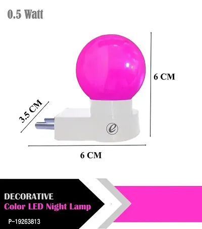 IMPERIAL TECHNOCART Small Round Type 2 Pin Night Lamp 0.5 Watt Plug  Play Bulb for Bedroom, Living Room, Zero Watt Light Direct Socket Night Lamp (Pink- Pack of 6)-thumb3