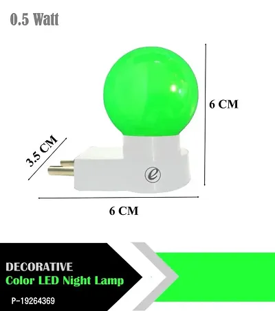 IMPERIAL TECHNOCART Small Round Type 2 Pin Night Lamp 0.5 Watt Plug  Play Bulb for Bedroom, Living Room, Zero Watt Light Direct Socket Night Lamp (Green- Pack of 6)-thumb3