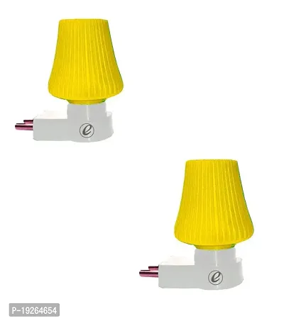 IMPERIAL TECHNOCART Small Umbrella Type 2 Pin Night Lamp 0.5 Watt Plug  Play Bulb for Bedroom, Living Room, Zero Watt Light Direct Socket Night Lamp (Yellow- Pack of 2)-thumb0