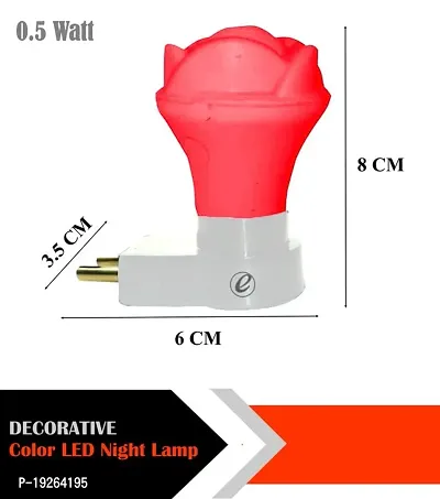 IMPERIAL TECHNOCART Small Rose Type 2 Pin Night Lamp 0.5 Watt Plug  Play Bulb for Bedroom, Living Room, Zero Watt Light Direct Socket Night Lamp (Red- Pack of 6)-thumb3