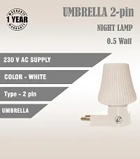 IMPERIAL TECHNOCART Small Umbrella Type 2 Pin Night Lamp 0.5 Watt Plug  Play Bulb for Bedroom, Living Room, Zero Watt Light Direct Socket Night Lamp (White- Pack of 2)-thumb3