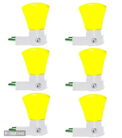 IMPERIAL TECHNOCART Small Triangle Type 2 Pin Night Lamp 0.5 Watt Plug  Play Bulb for Bedroom, Living Room, Zero Watt Light Direct Socket Night Lamp (Yellow- Pack of 6)