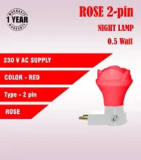 IMPERIAL TECHNOCART Small Rose Type 2 Pin Night Lamp 0.5 Watt Plug  Play Bulb for Bedroom, Living Room, Zero Watt Light Direct Socket Night Lamp (Red- Pack of 2)-thumb3