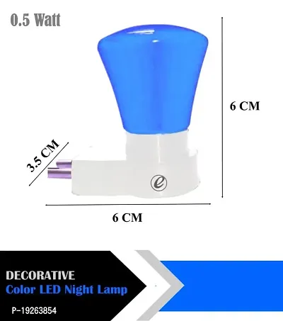 IMPERIAL TECHNOCART Small Triangle Type 2 Pin Night Lamp 0.5 Watt Plug  Play Bulb for Bedroom, Living Room, Zero Watt Light Direct Socket Night Lamp (Blue- Pack of 4)-thumb3