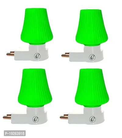 IMPERIAL TECHNOCART Small Umbrella Type 2 Pin Night Lamp 0.5 Watt Plug  Play Bulb for Bedroom, Living Room, Zero Watt Light Direct Socket Night Lamp (Green- Pack of 4)