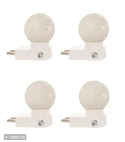 IMPERIAL TECHNOCART Small Round Type 2 Pin Night Lamp 0.5 Watt Plug  Play Bulb for Bedroom, Living Room, Zero Watt Light Direct Socket Night Lamp (White- Pack of 4)