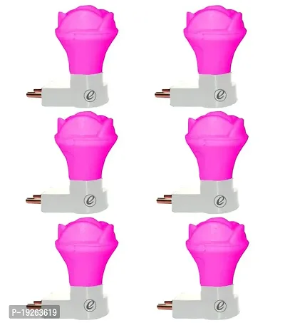 IMPERIAL TECHNOCART Small Rose Type 2 Pin Night Lamp 0.5 Watt Plug  Play Bulb for Bedroom, Living Room, Zero Watt Light Direct Socket Night Lamp (Pink- Pack of 6)-thumb0