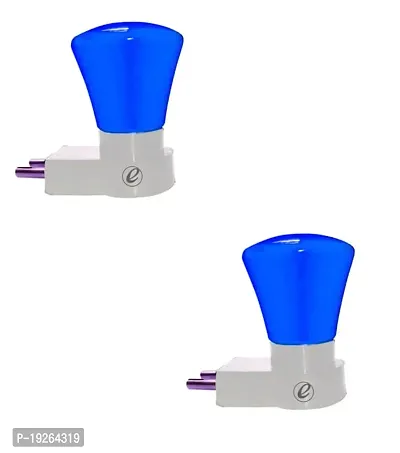 IMPERIAL TECHNOCART Small Triangle Type 2 Pin Night Lamp 0.5 Watt Plug  Play Bulb for Bedroom, Living Room, Zero Watt Light Direct Socket Night Lamp (Blue- Pack of 2)-thumb0