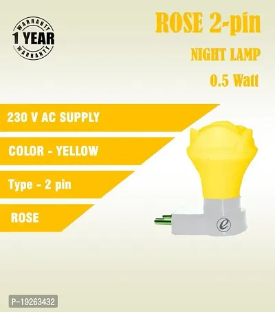 IMPERIAL TECHNOCART Small Rose Type 2 Pin Night Lamp 0.5 Watt Plug  Play Bulb for Bedroom, Living Room, Zero Watt Light Direct Socket Night Lamp (Yellow- Pack of 2)-thumb4