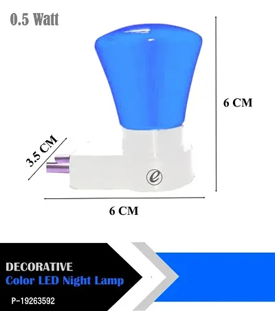 IMPERIAL TECHNOCART Small Triangle Type 2 Pin Night Lamp 0.5 Watt Plug  Play Bulb for Bedroom, Living Room, Zero Watt Light Direct Socket Night Lamp (Blue- Pack of 6)-thumb3