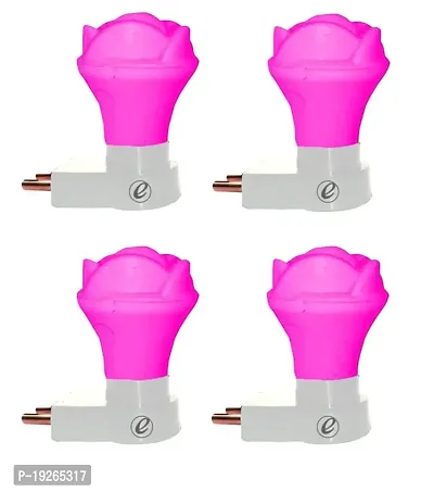 IMPERIAL TECHNOCART Small Rose Type 2 Pin Night Lamp 0.5 Watt Plug  Play Bulb for Bedroom, Living Room, Zero Watt Light Direct Socket Night Lamp (Pink- Pack of 4)-thumb0
