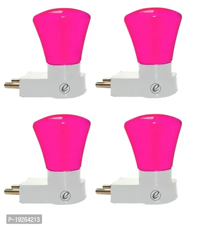 IMPERIAL TECHNOCART Small Triangle Type 2 Pin Night Lamp 0.5 Watt Plug  Play Bulb for Bedroom, Living Room, Zero Watt Light Direct Socket Night Lamp (Pink- Pack of 4)