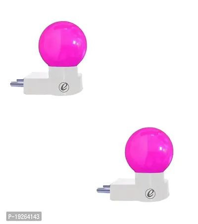 IMPERIAL TECHNOCART Small Round Type 2 Pin Night Lamp 0.5 Watt Plug  Play Bulb for Bedroom, Living Room, Zero Watt Light Direct Socket Night Lamp (Pink- Pack of 2)-thumb0